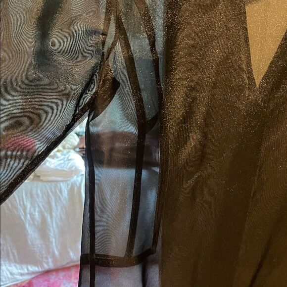 Black Sheer Button-Up Evening Jacket - Picture 7 of 9